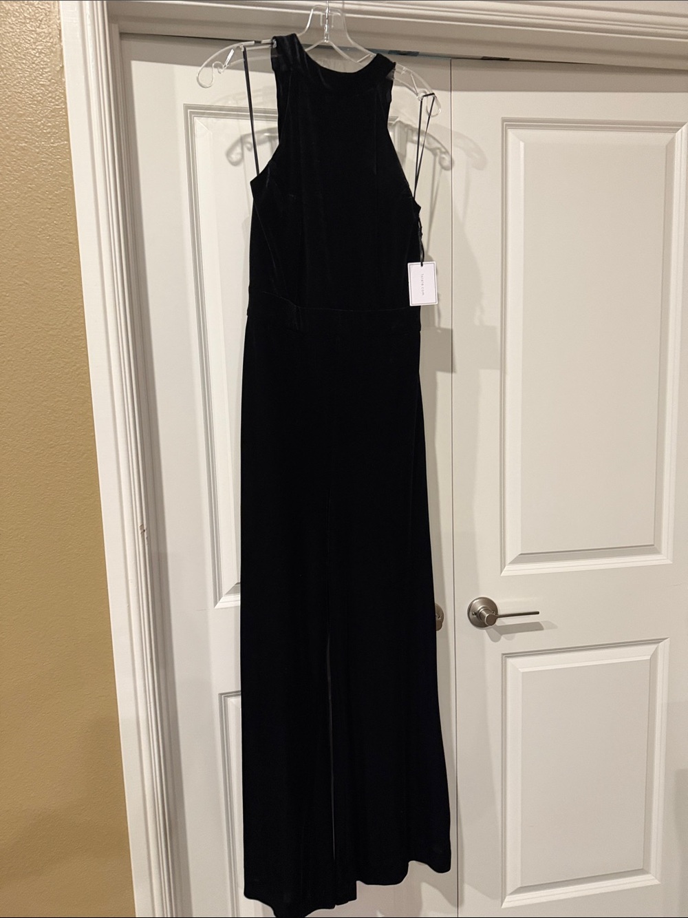 1State - Black Velvet High-Neck Wide-Leg Jumpsuit New with tags . Size 8
